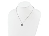 Rhodium Over Sterling Silver Polished Vibrant Cubic Zirconia Teardrop Necklace