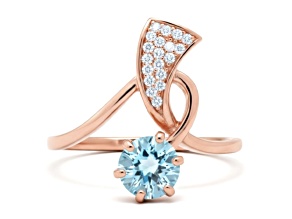 Sky Blue Topaz and White Topaz 14K Rose Gold Over Sterling Silver Ring