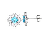 Square Swiss Blue Topaz 10K White Gold Stud Earrings 1.28ctw