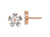 14K Rose Gold Flower G H I Ture Light Moissanite Earrings