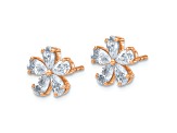 14K Rose Gold Flower G H I Ture Light Moissanite Earrings