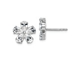 Rhodium Over 14K White Gold Flower G H I True Light Moissanite Earrings