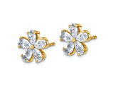 14K Yellow Gold Flower G H I True Light Moissanite Earrings