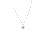 Round Aquamarine and Cubic Zirconia Rhodium Over Sterling Silver Pendant with chain, 1.19ctw
