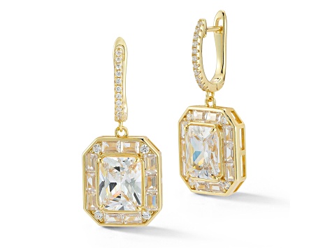 Rachel Zoe 14K Yellow Gold Over Sterling Silver Charm Dangle Earrings with Cubic Zirconia