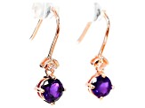 Amethyst and CZ 1.59 Ctw Round 18K Rose Gold Over Sterling Silver Drop Earrings Jewelry.