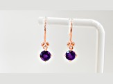 Amethyst and CZ 1.59 Ctw Round 18K Rose Gold Over Sterling Silver Drop Earrings Jewelry.