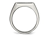 White Cubic Zirconia And Black Enamel Stainless Steel Signet Men's Ring