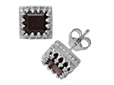 Princess Cut Garnet Sterling Silver Stud Earrings 2.60ctw