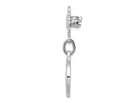 Rhodium Over Sterling Silver Miraculous Medal Dangle Pin Brooch