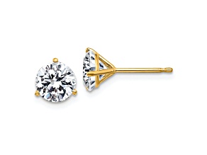 14K Yellow Gold 2ct. 6.5mm Round J-K Color Moissanite Earrings