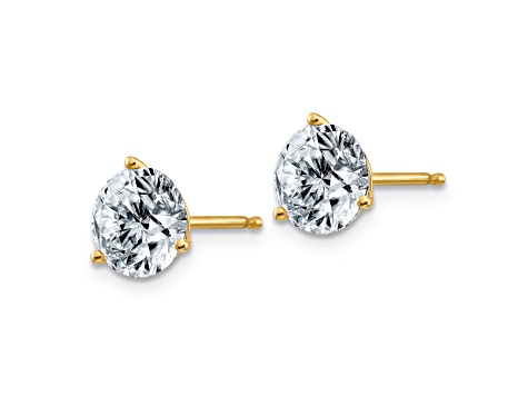 14K Yellow Gold 2ct. 6.5mm Round J-K Color Moissanite Earrings