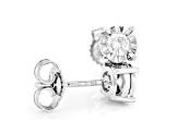 White Lab-Grown Diamond F-G SI Rhodium Over Sterling Silver Solitaire Stud Earrings 0.20ctw