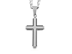 Invicta Jewelry Men's Polished Steel Cross Pendant Necklace - 24"