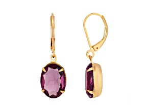 1928 Jewelry Gold Tone Purple Oval Drop Earring