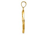 14k Yellow Gold Textured Lab Created Opal Lighthouse Sailboat in Oval Pendant