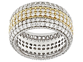 Judith Ripka 6.2ctw Bella Luce® Two-tone Rhodium Over Sterling Silver and 14K Gold Clad Ring