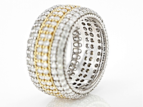 Judith Ripka 6.2ctw Bella Luce® Two-tone Rhodium Over Sterling Silver and 14K Gold Clad Ring