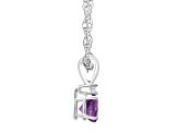 5mm Round Amethyst with Diamond Accent 14k White Gold Pendant With Chain