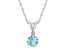 5mm Round Aquamarine with Diamond Accent 14k White Gold Pendant With Chain