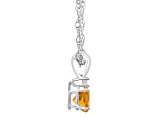 5mm Round Citrine with Diamond Accent 14k White Gold Pendant With Chain