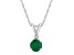 5mm Round Emerald with Diamond Accent 14k White Gold Pendant With Chain