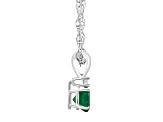 5mm Round Emerald with Diamond Accent 14k White Gold Pendant With Chain