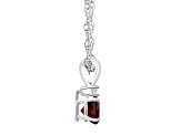 5mm Round Garnet with Diamond Accent 14k White Gold Pendant With Chain