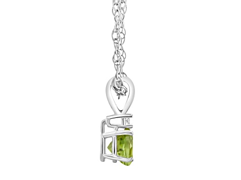 5mm Round Peridot with Diamond Accent 14k White Gold Pendant With Chain