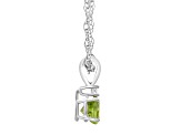 5mm Round Peridot with Diamond Accent 14k White Gold Pendant With Chain
