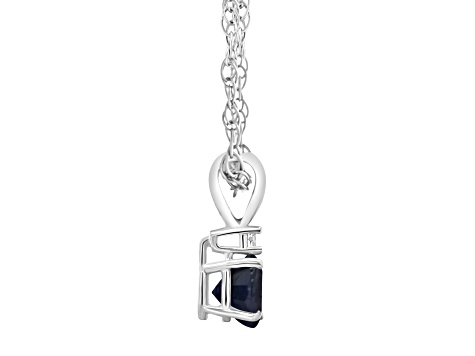 5mm Round Sapphire with Diamond Accent 14k White Gold Pendant With Chain