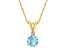 5mm Round Aquamarine with Diamond Accent 14k Yellow Gold Pendant With Chain