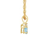 5mm Round Aquamarine with Diamond Accent 14k Yellow Gold Pendant With Chain