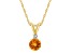 5mm Round Citrine with Diamond Accent 14k Yellow Gold Pendant With Chain