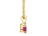 5mm Round Ruby with Diamond Accent 14k Yellow Gold Pendant With Chain