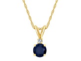 5mm Round Sapphire with Diamond Accent 14k Yellow Gold Pendant With Chain