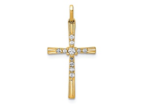 10k Yellow Gold 0.10 cttw Diamond Cross Pendant