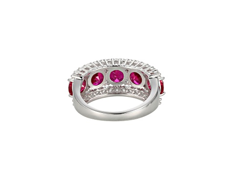 Lab Created Ruby And White Cubic Zirconia Platinum Over Sterling Silver Ring 5.20ctw