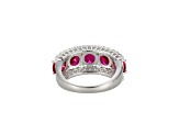 Lab Created Ruby And White Cubic Zirconia Platinum Over Sterling Silver Ring 5.20ctw