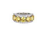 Yellow And White Cubic Zirconia Platinum Over Sterling Silver Ring 7.86ctw