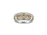 Yellow And White Cubic Zirconia Platinum Over Sterling Silver Ring 7.86ctw