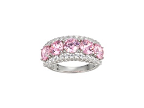Pink And White Cubic Zirconia Platinum Over Sterling Silver Ring 8.04ctw