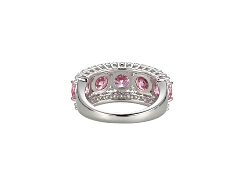 Pink And White Cubic Zirconia Platinum Over Sterling Silver Ring 8.04ctw