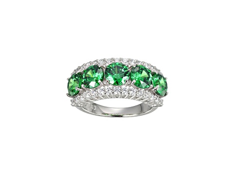 Green And White Cubic Zirconia Platinum Over Sterling Silver Ring 7.44ctw