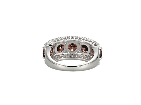 Mocha And White Cubic Zirconia Platinum Over Sterling Silver Ring 7.74ctw