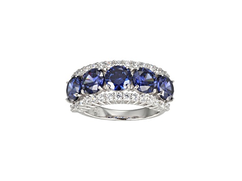 Blue And White Cubic Zirconia Platinum Over Sterling Silver Ring 7.75ctw