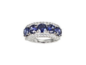 Blue And White Cubic Zirconia Platinum Over Sterling Silver Ring 7.75ctw