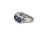 Blue And White Cubic Zirconia Platinum Over Sterling Silver Ring 7.75ctw