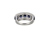 Blue And White Cubic Zirconia Platinum Over Sterling Silver Ring 7.75ctw