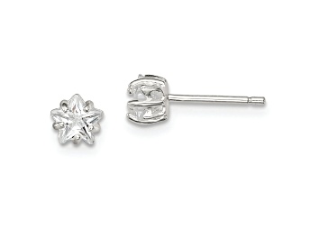 Picture of Sterling Silver Polished 5mm Star Basket Set CZ Stud Earrings